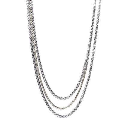 David Yurman Sterling Silver 18K Yellow Gold Three Strand Box Chain Necklace 1 of 5
