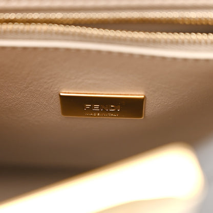 Fendi Vitello Tahiti Burro Medium Peekaboo Iconic Essentially Satchel Black Corda 7 of 14