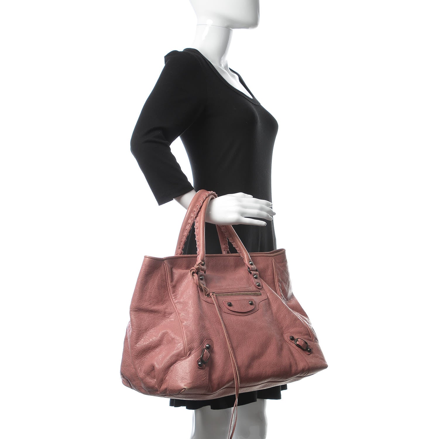 Balenciaga Agneau Classic Hardware Large Sunday Tote Rose Bruyere 2 of 14