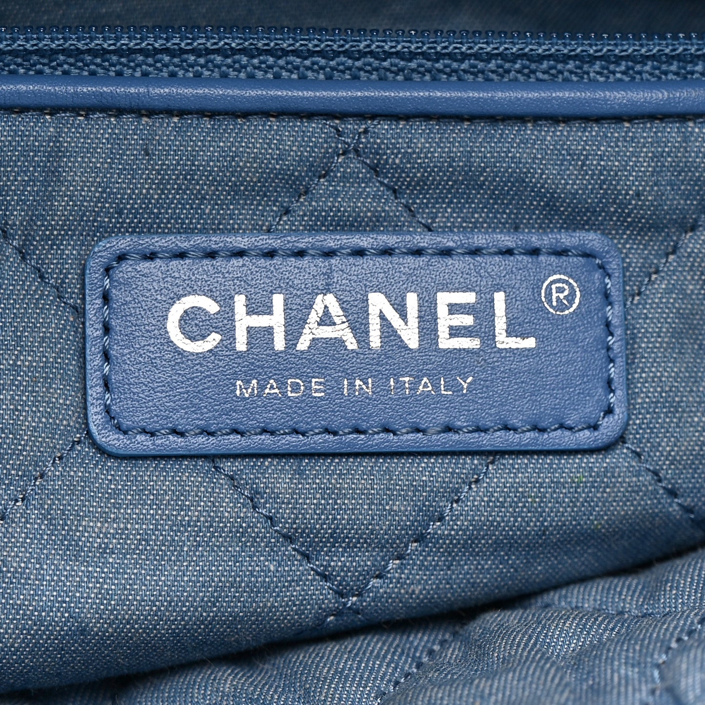 Denim Quilted Small Chanel 22 Blue