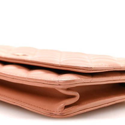 Chanel Lambskin Quilted Wallet on Chain WOC Salmon Pink 11 of 12