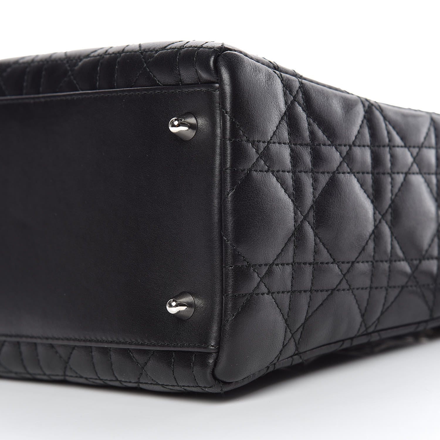 Christian Dior Lambskin Cannage Bow Medium Lady Dior Black 6 of 9