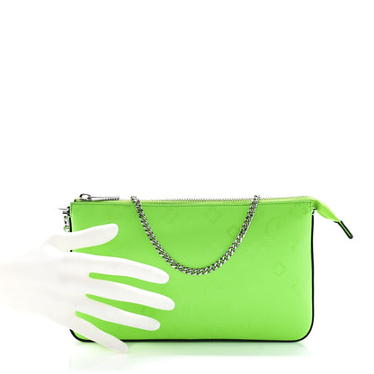 Christian Louboutin Calfskin Loubila Loubinthesky Chain Clutch Neon Green 2 of 10