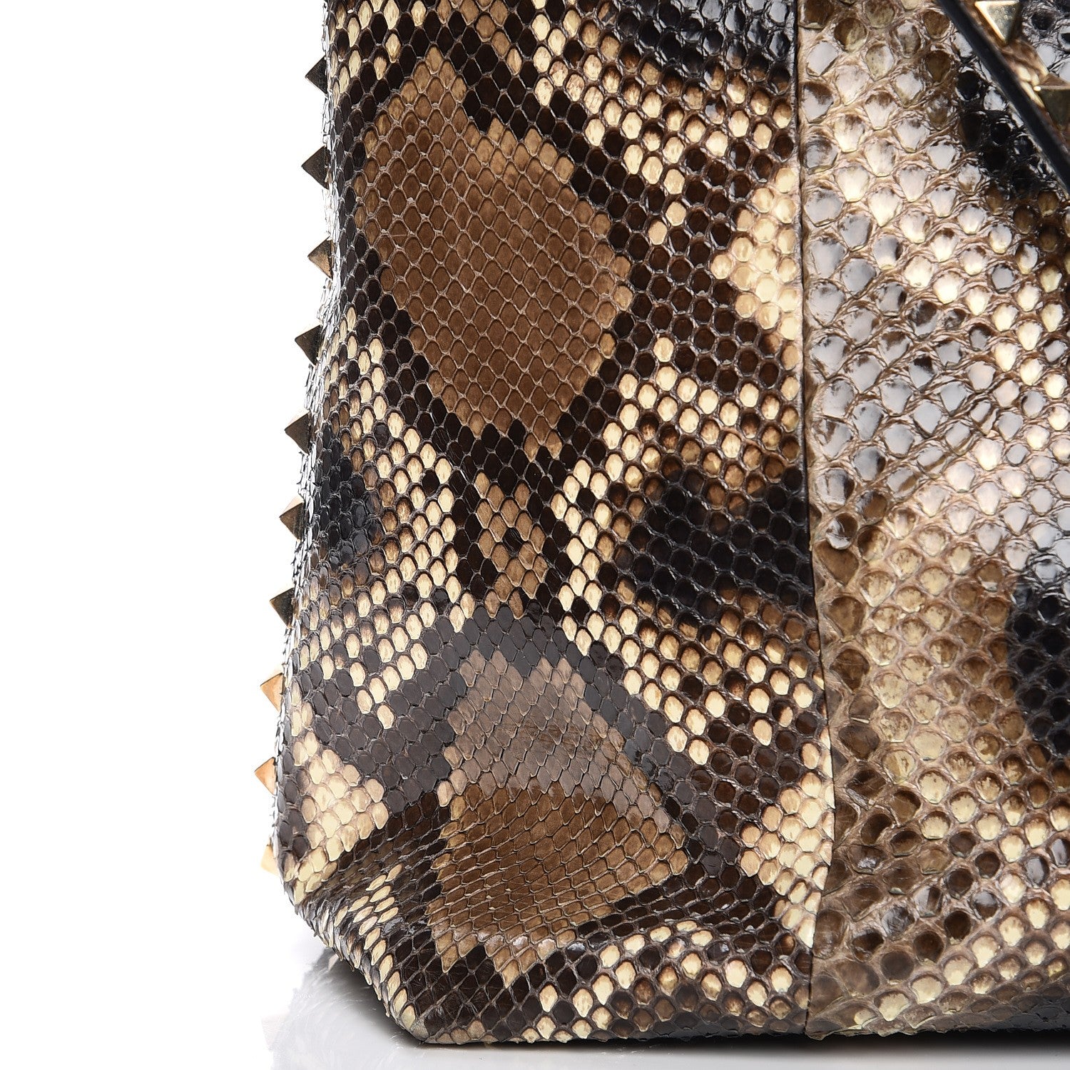 Valentino Garavani Python Rockstud Dome Satchel Beige 11 of 11