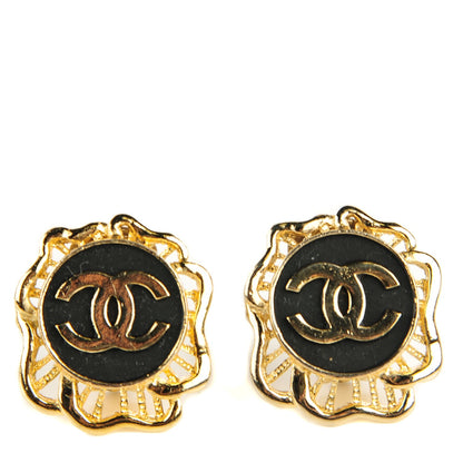Chanel CC Clip On Earrings Gold Black 1 of 5