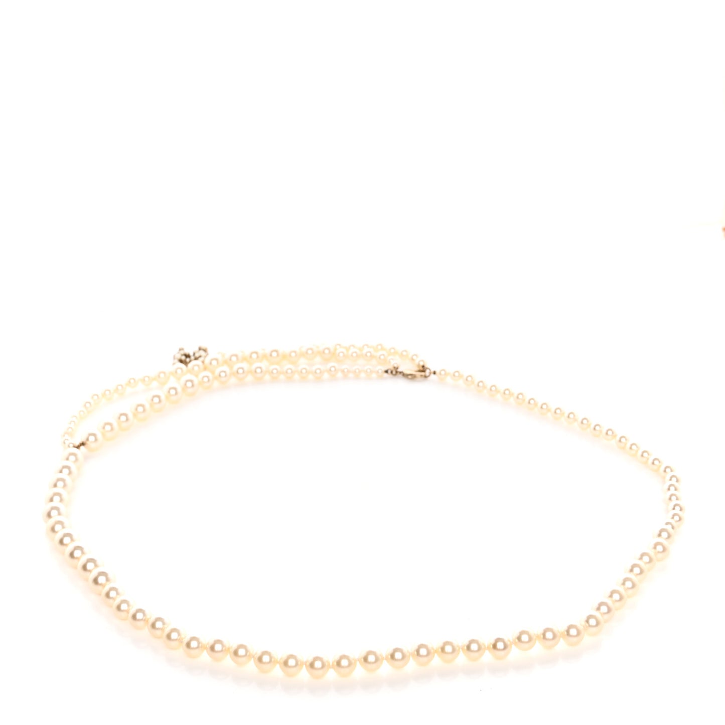 Metal Pearl CC Belt Gold White