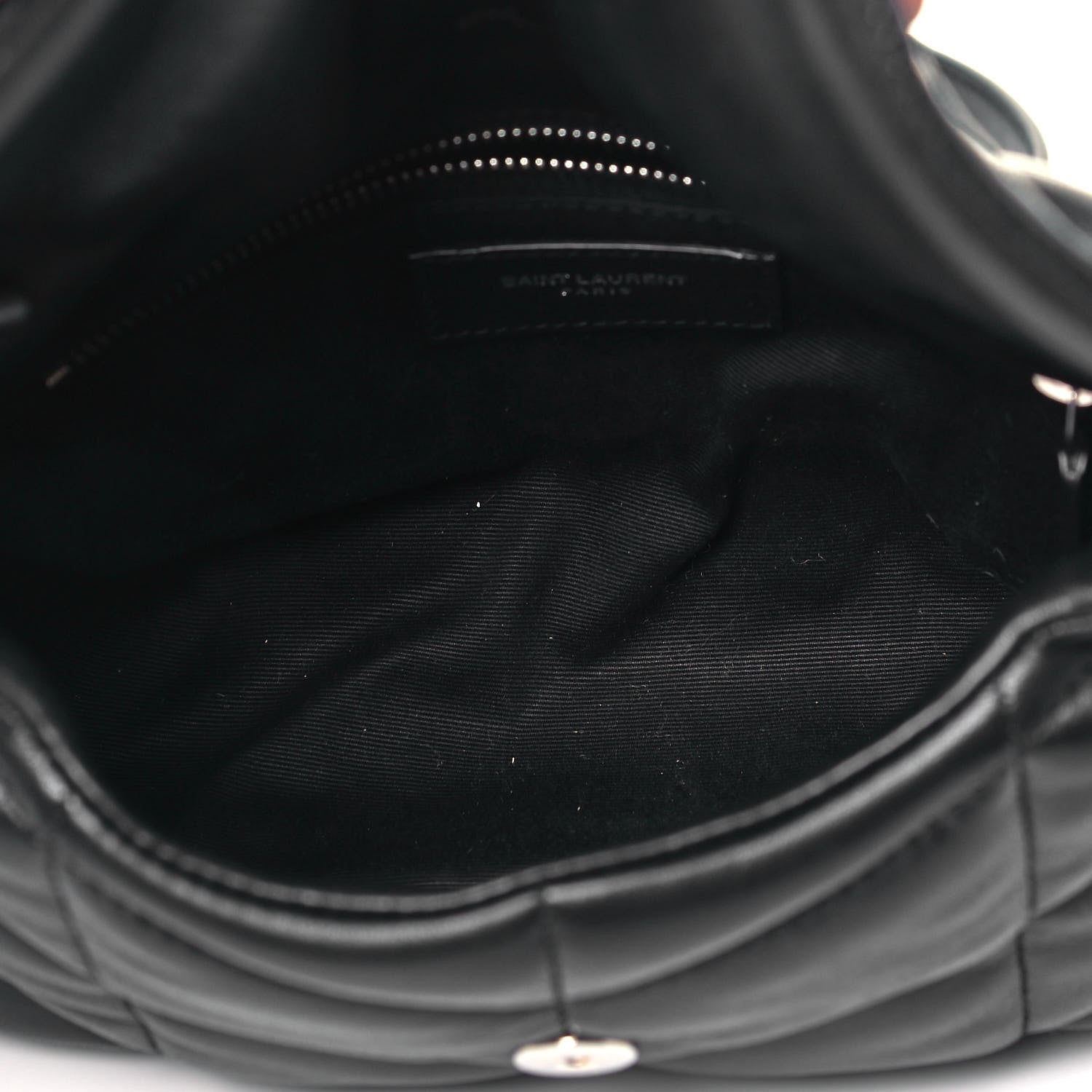 Saint Laurent Lambskin Quilted Toy Loulou Puffer Monogram Chain Satchel Black 5 of 9