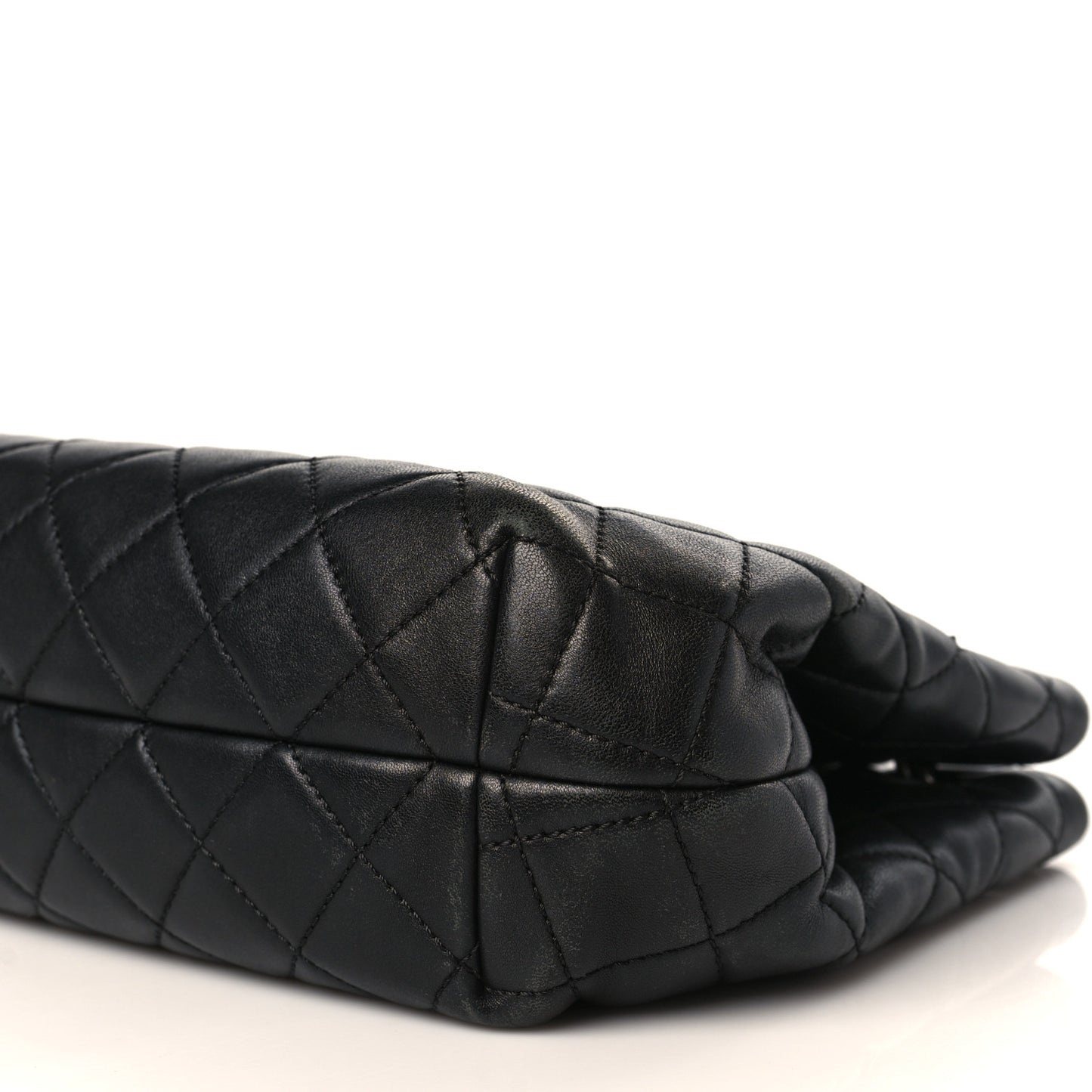 Lambskin Quilted Accordion Tote Black