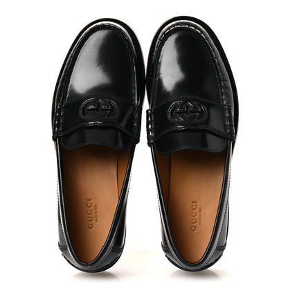 Gucci Millennial Ribot Cut Out Interlocking G Loafers 38 Black 2 of 12