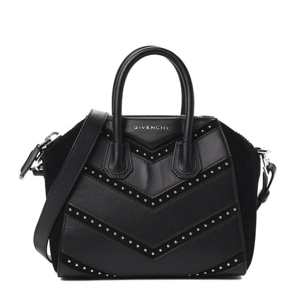 Givenchy Calfskin Suede Mini Studded Chevron Antigona Black 1 of 10