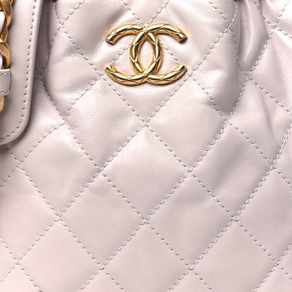 Chanel Shiny Aged Calfskin CC Chain Drawstring Bag Light Purple 8 of 10