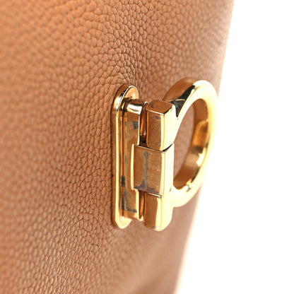 Salvatore Ferragamo Grained Calfskin Sofia Satchel Brown 20 of 23