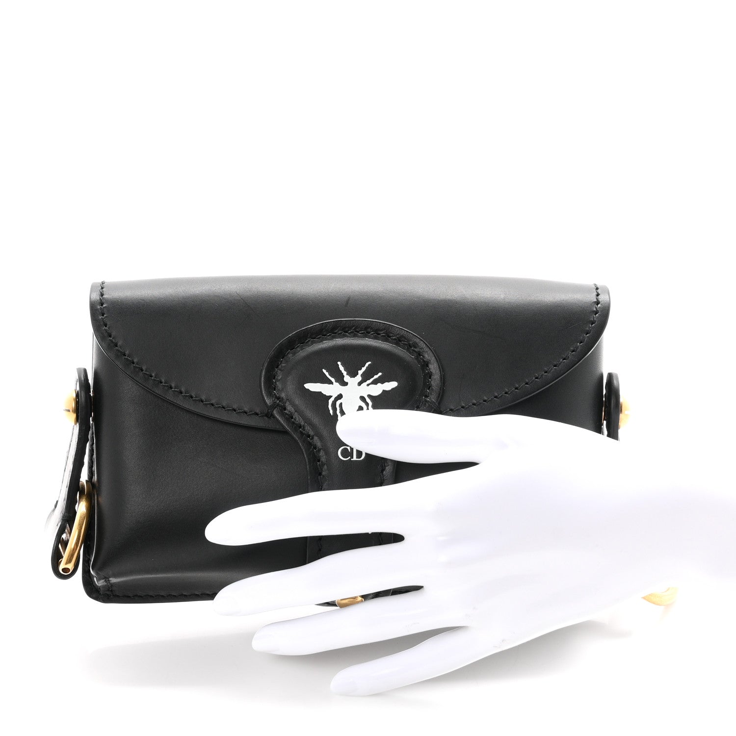 Christian Dior Grained Calfskin D-Bee Shoulder Bag Black 2 of 10