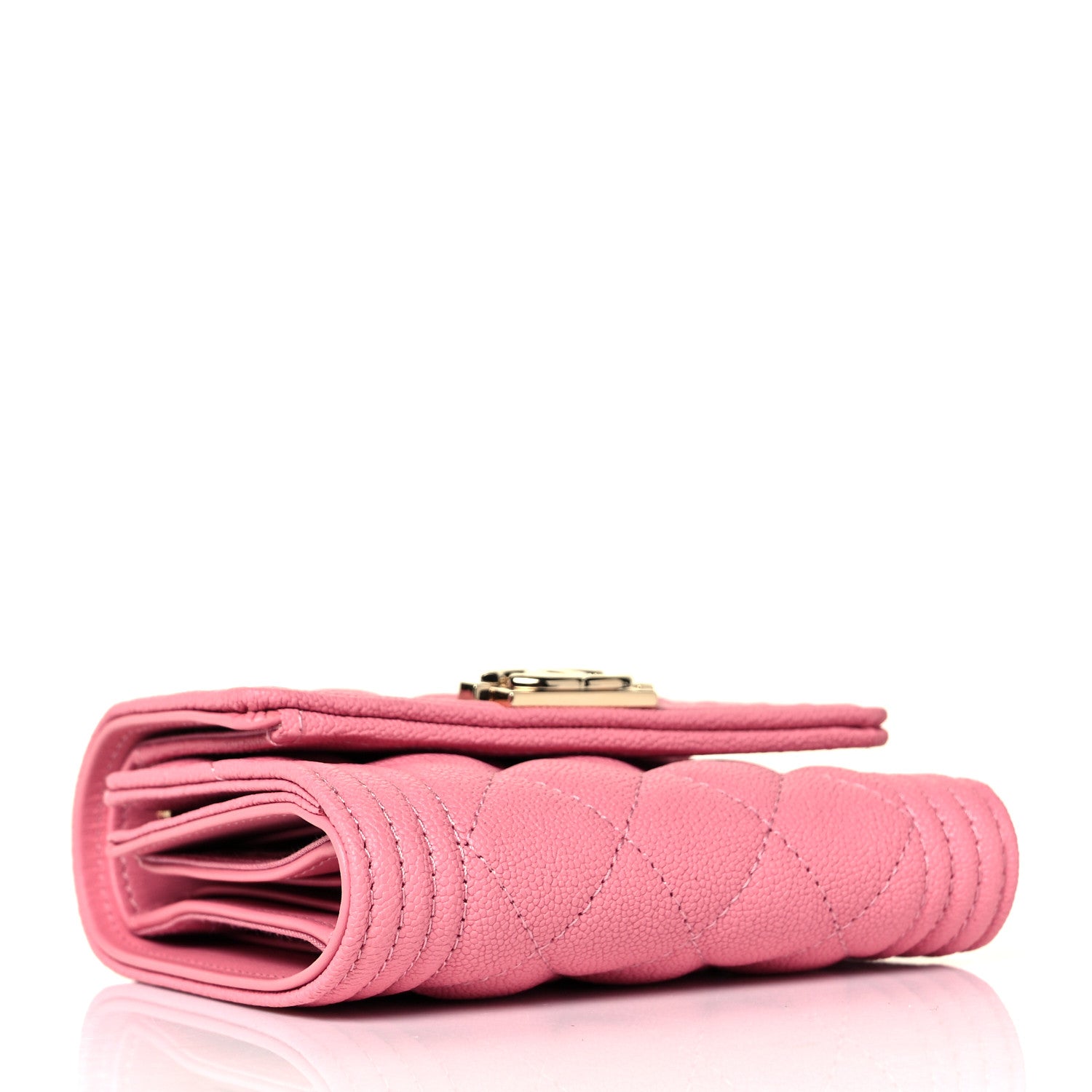 Chanel Caviar Quilted Compact Boy Wallet Light Pink 4 of 8