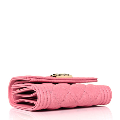 Chanel Caviar Quilted Compact Boy Wallet Light Pink 4 of 8