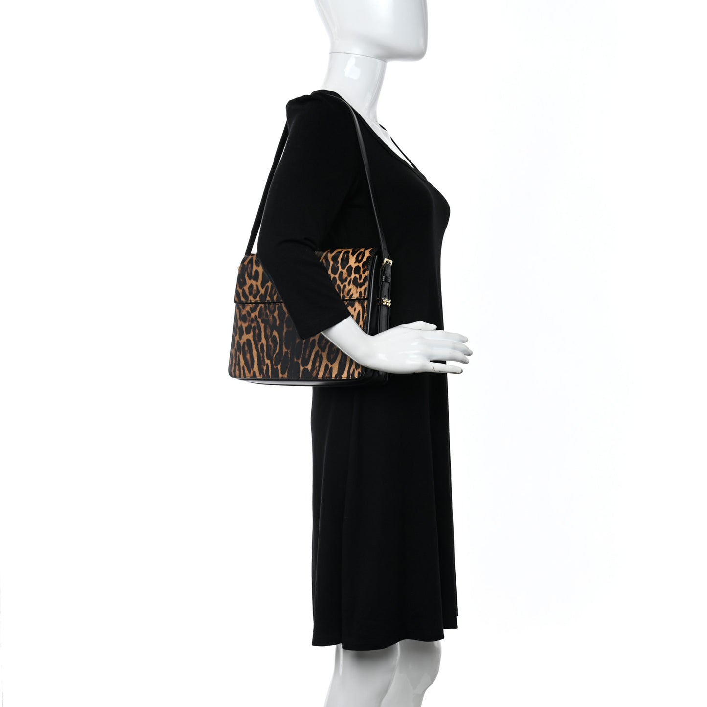 Calfskin Leopard Large Grace Bag Dark Mustard