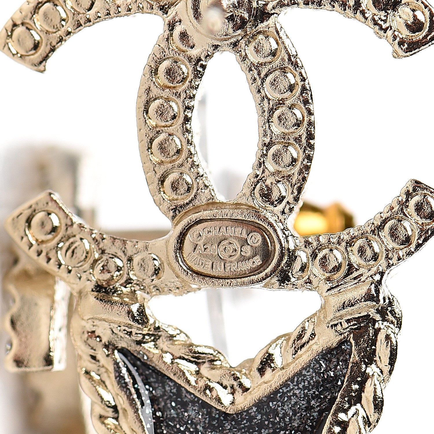 Chanel Crystal Enamel CC Star Heart Earrings Gold 4 of 5