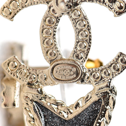 Chanel Crystal Enamel CC Star Heart Earrings Gold 4 of 5