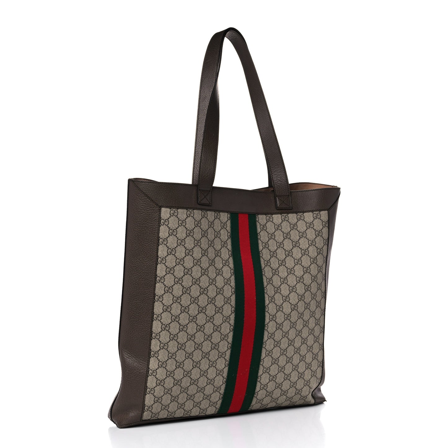 GG Supreme Monogram Web Large Ophidia Vertical Shopping Tote Brown