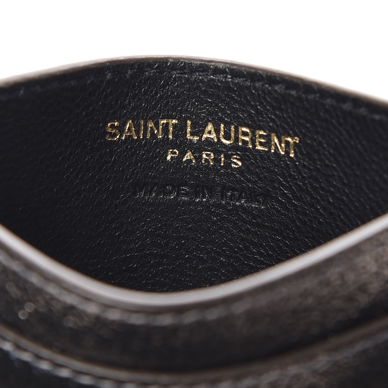 Saint Laurent Metallic Grained Calfskin Monogram Credit Card Case Gris 6 of 7