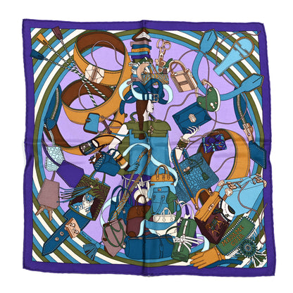Hermes Silk Madame Cuir Pocket Square Scarf 1 of 3