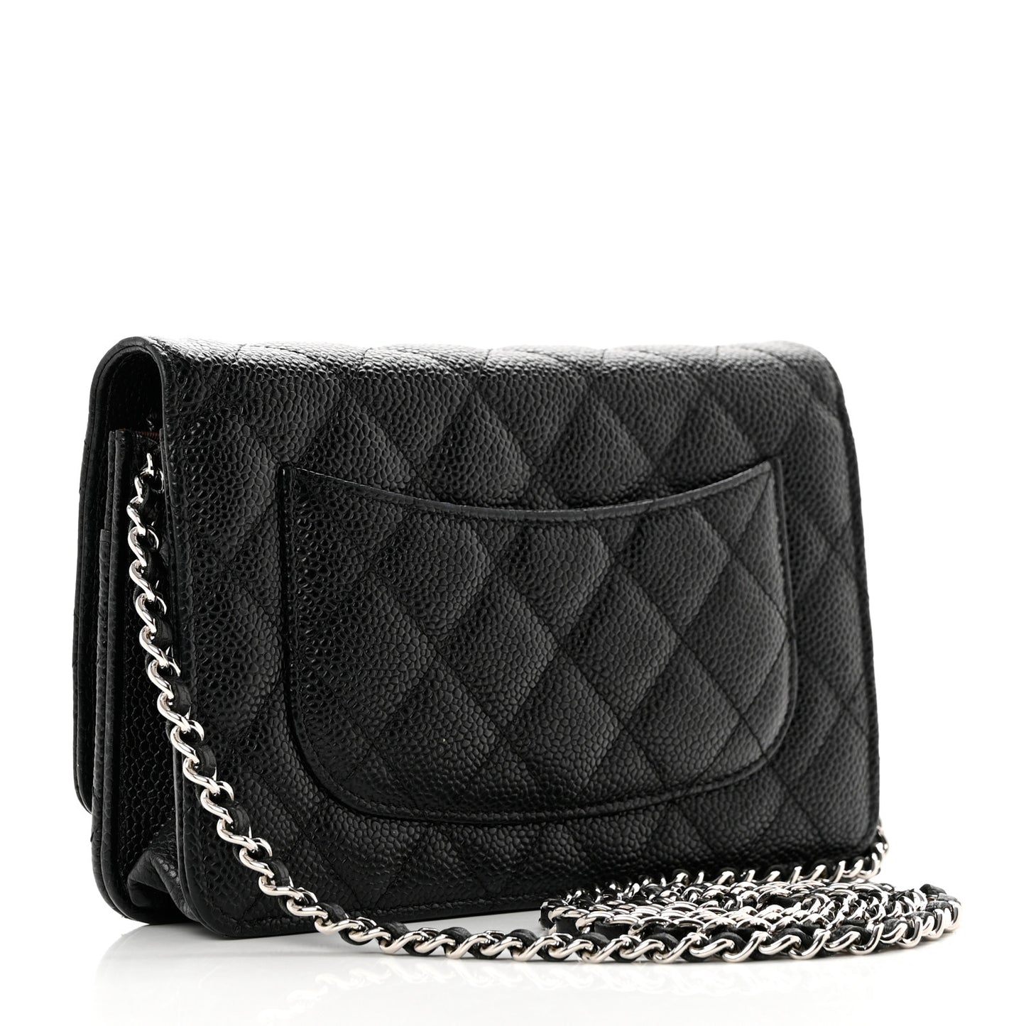 Caviar Quilted Wallet on Chain WOC Black