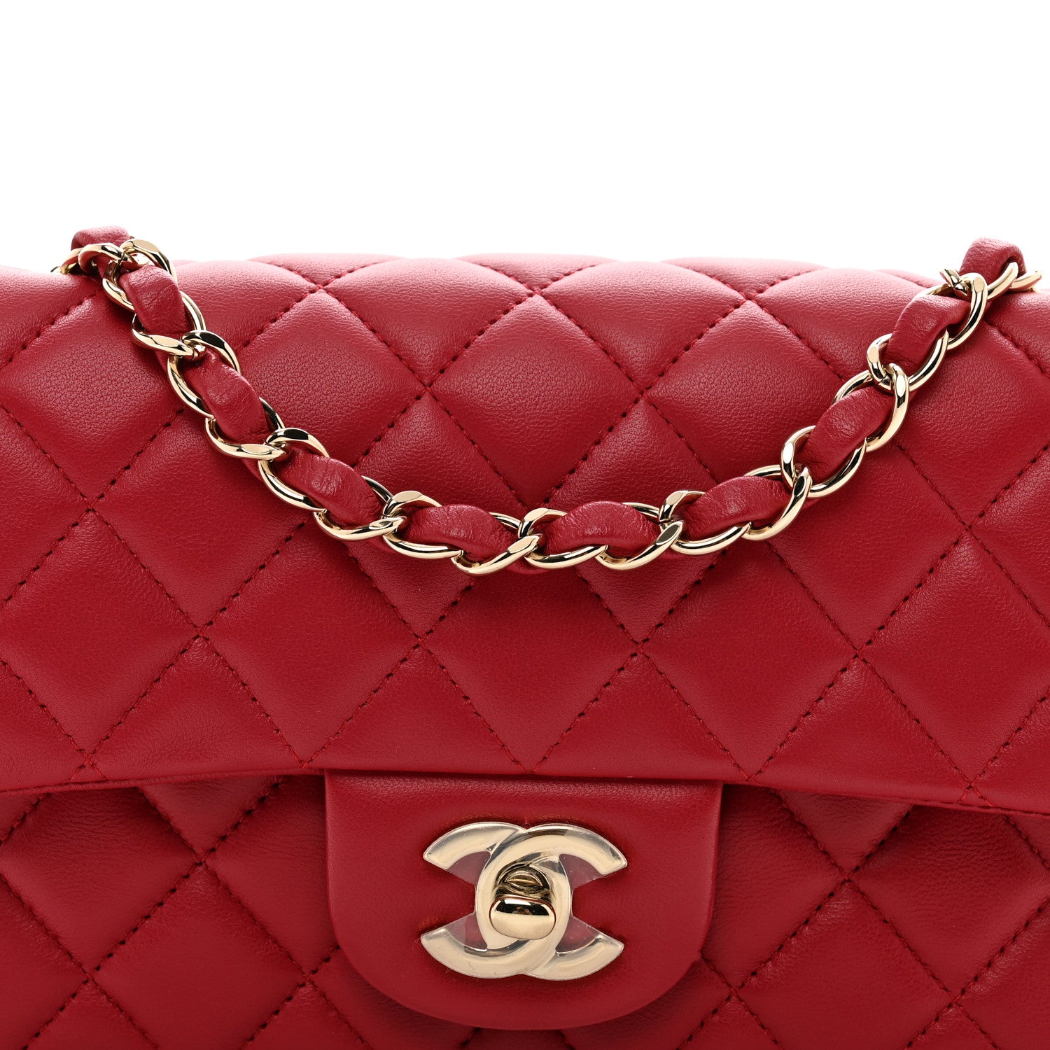 Chanel Lambskin Quilted Mini Rectangular Flap Red 5 of 11