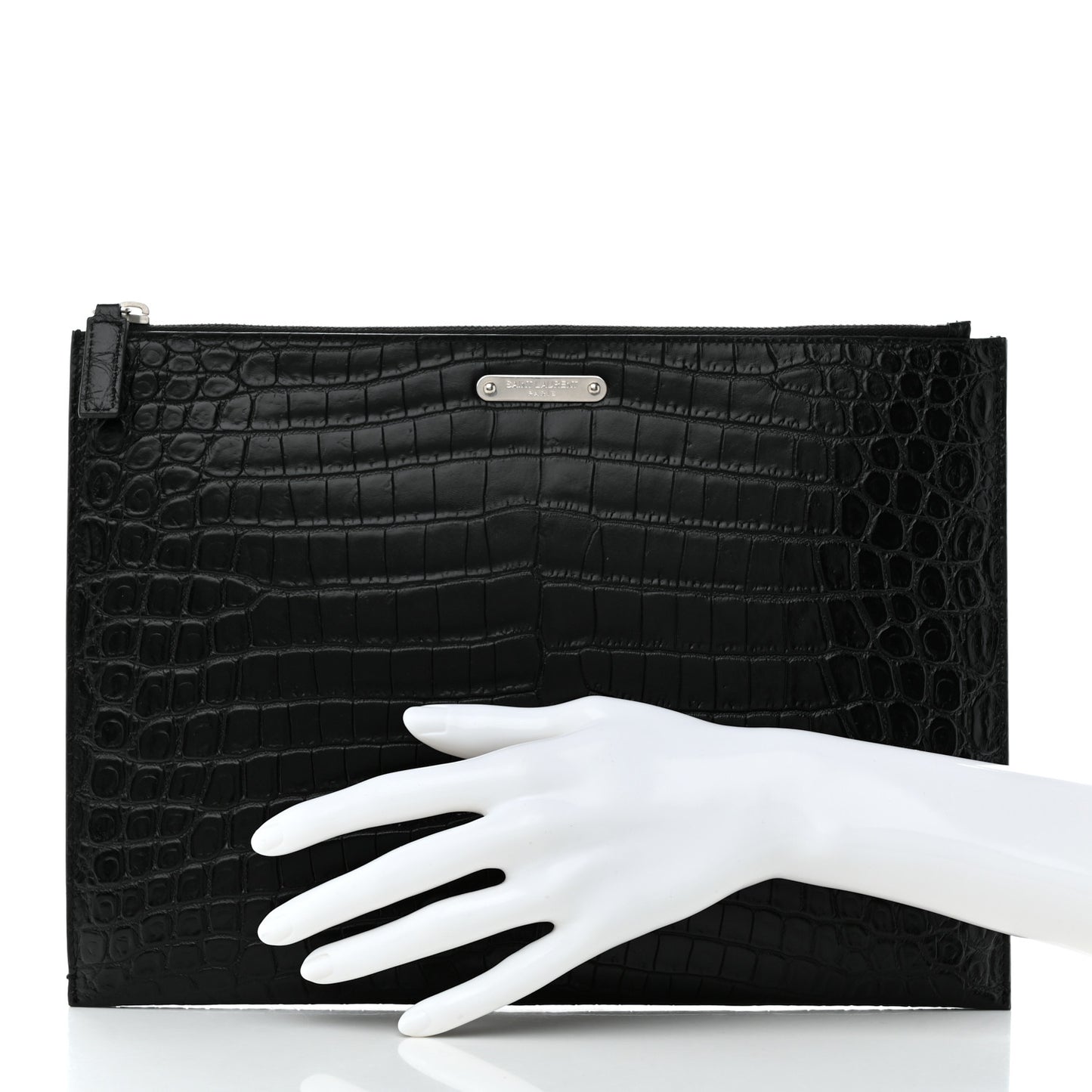 Calfskin Crocodile Embossed Document Holder Black