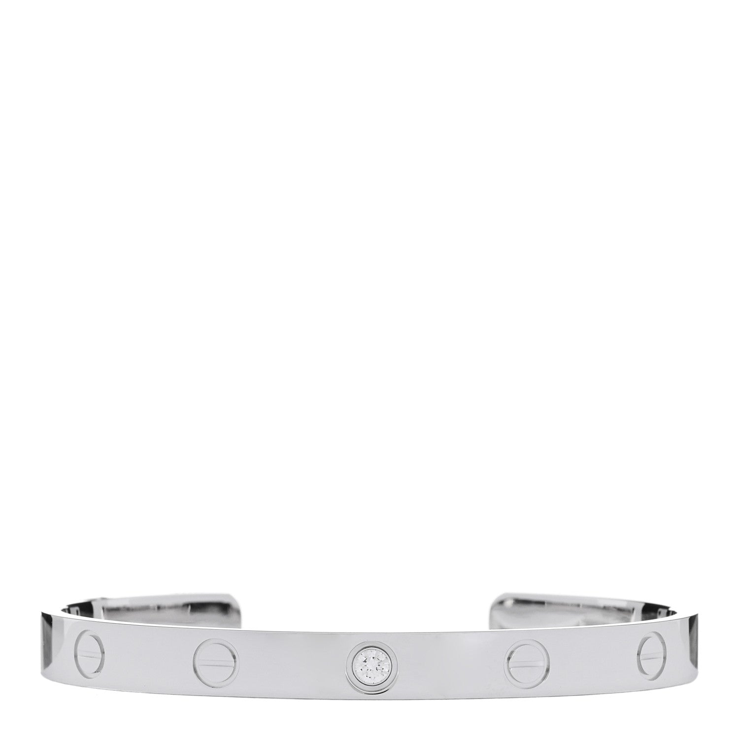 Cartier 18K White Gold 1 Diamond LOVE Cuff Bracelet 17 1 of 3