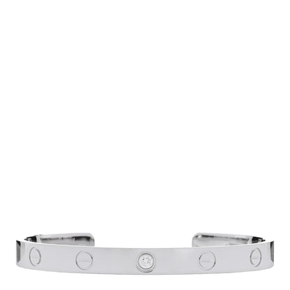 Cartier 18K White Gold 1 Diamond LOVE Cuff Bracelet 17 1 of 3