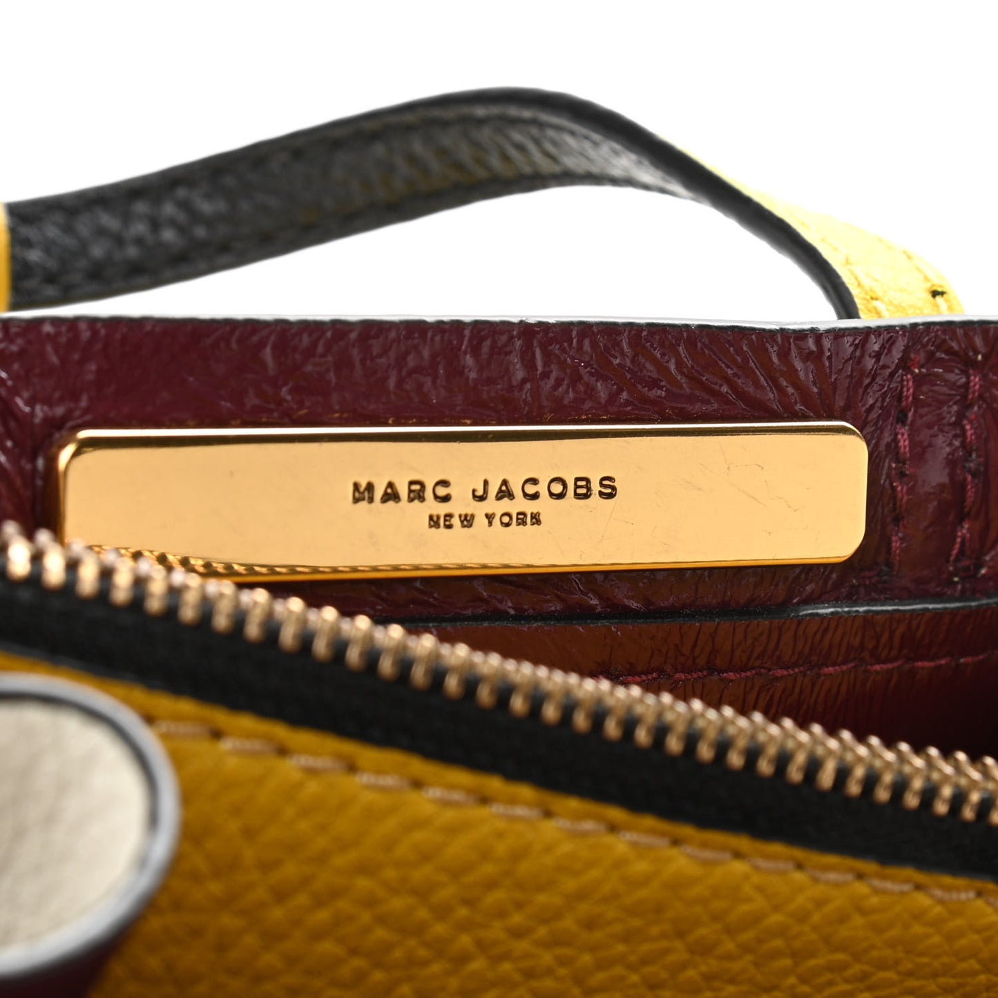 Grained Calfskin Colorblock Mini Grind Tote Yellow White Black