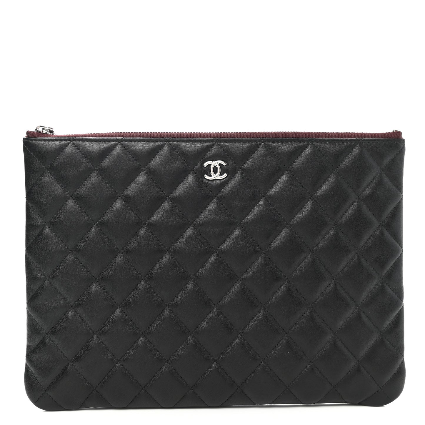 Lambskin Quilted Medium Cosmetic Case Black