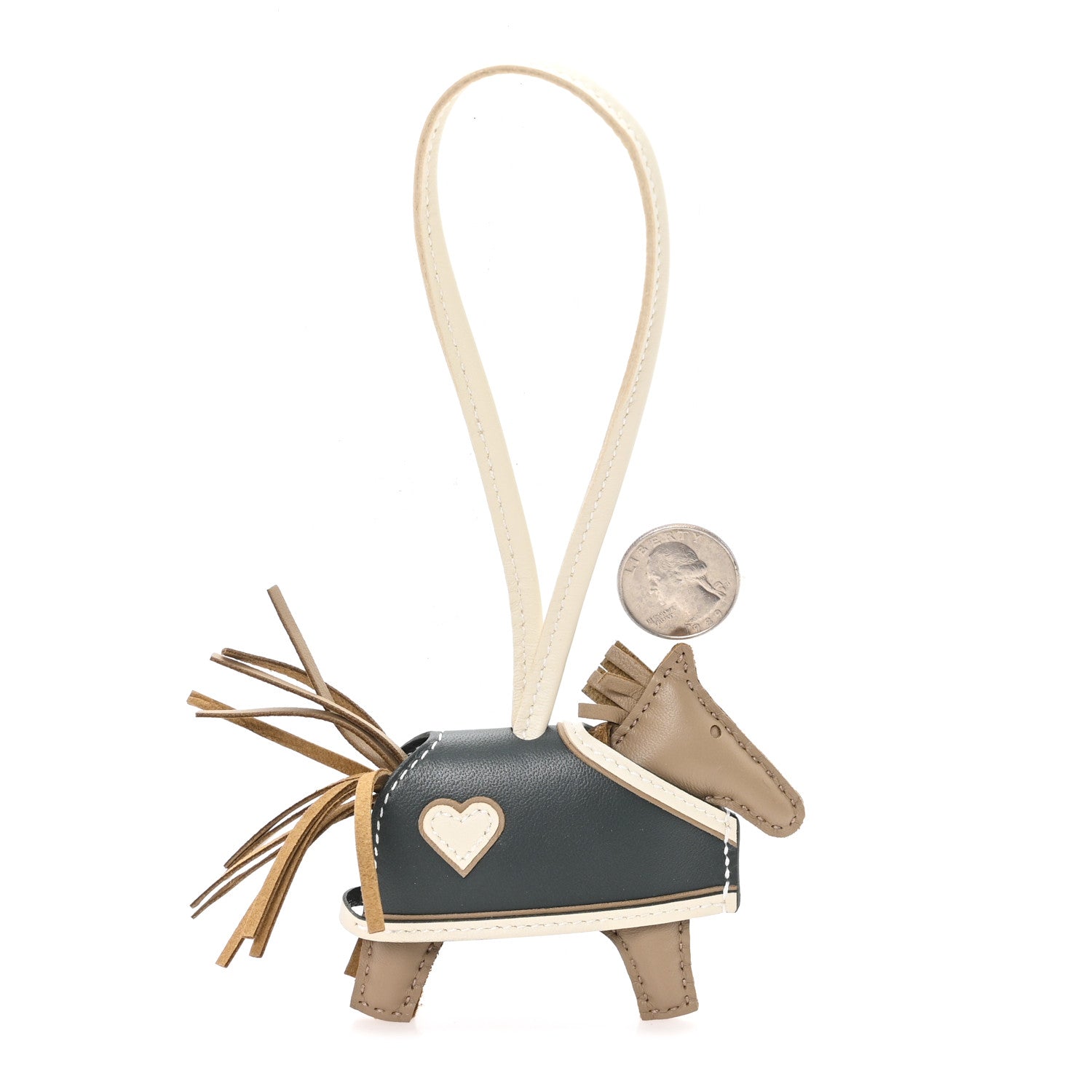 Hermes Milo Lambskin Grigri Rodeo Robeo Coeur Bag Charm PM Beige Marfa Craie Vert Mangrove 2 of 5