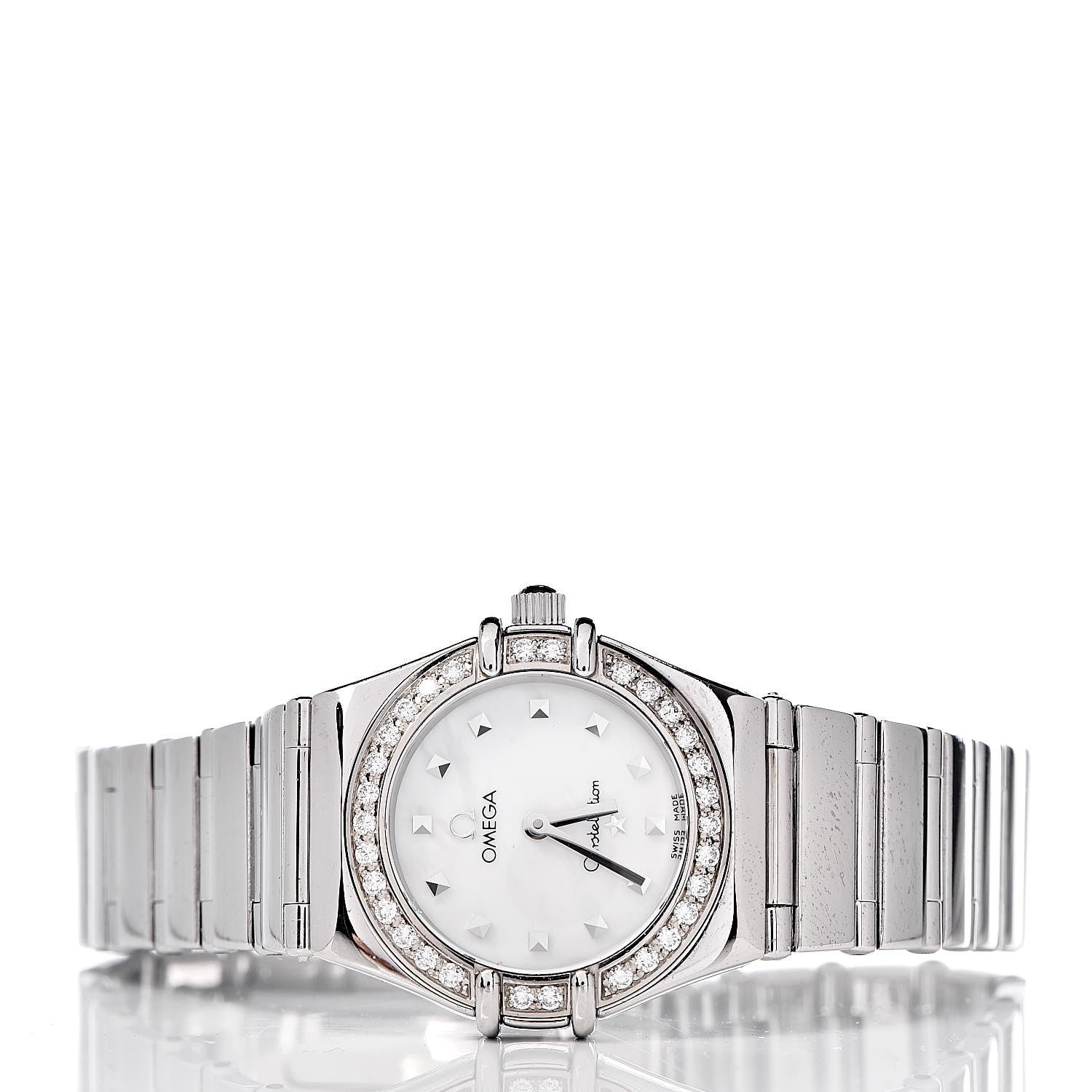 Omega Stainless Steel Diamond Bezel Mother of Pearl 22mm Constellation My Choice Quartz Watch 1465.71.00 3 of 6