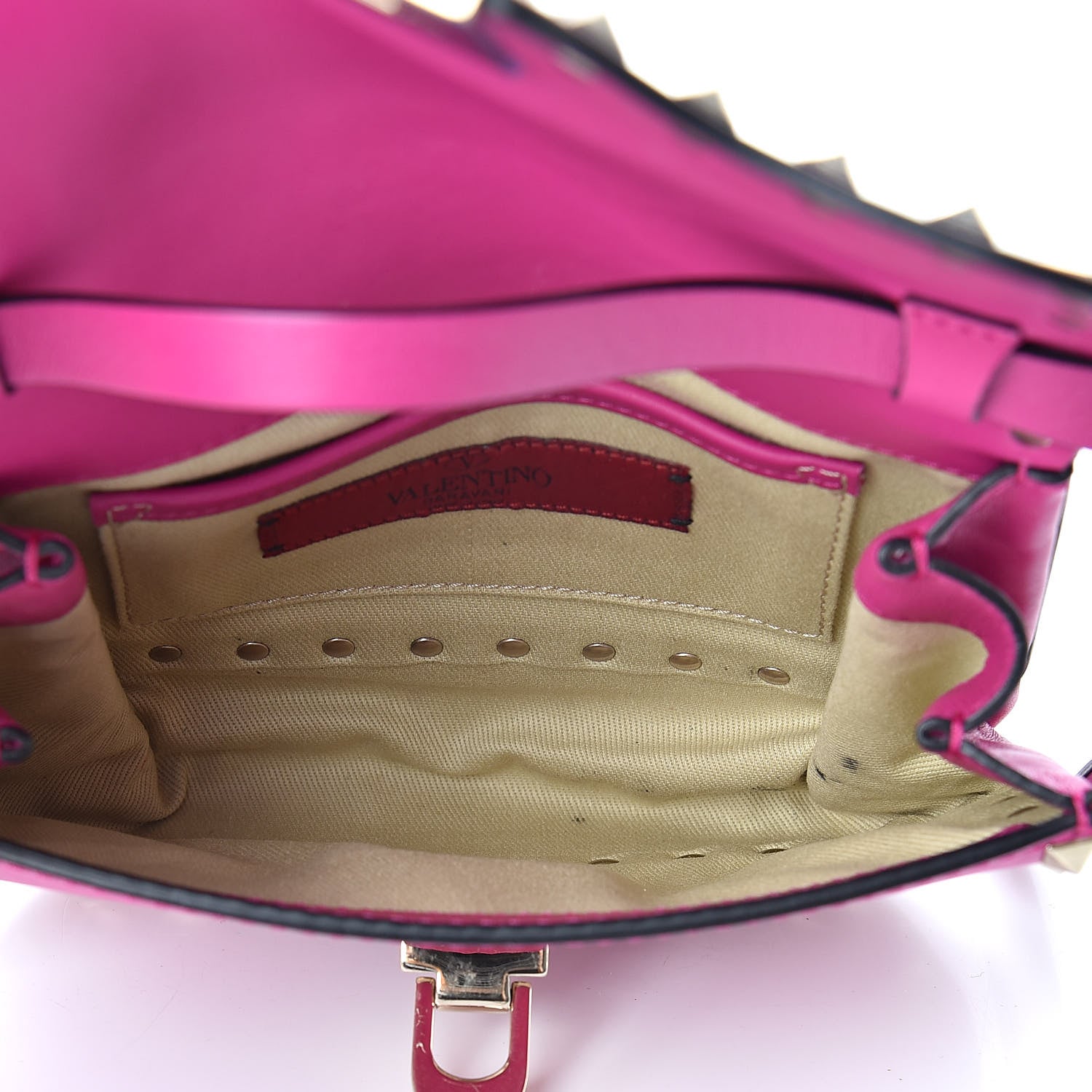 Valentino Garavani Vitello Mini Rockstud Flap Saddle Crossbody Bag Fuxia 5 of 15