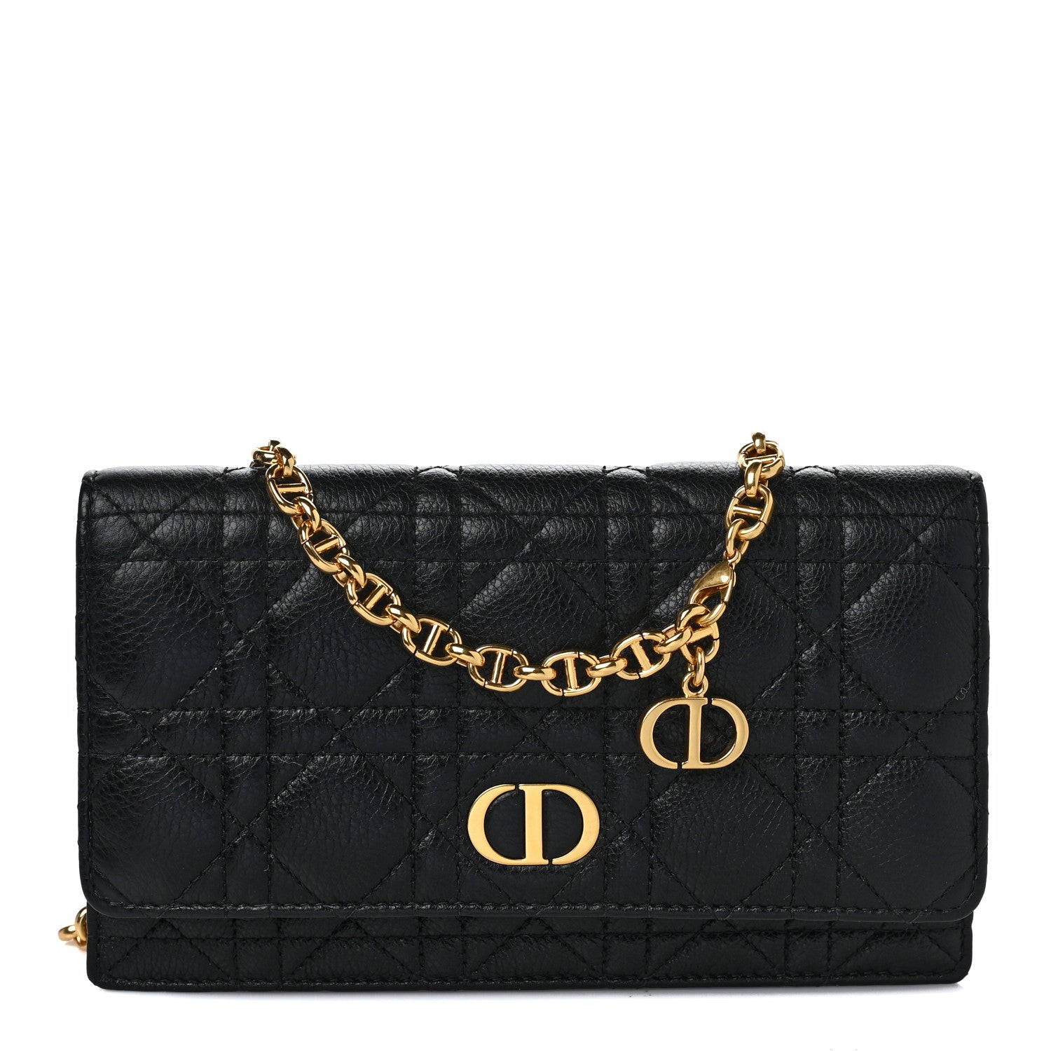 Christian Dior Supple Calfskin Cannage Caro Belt Pouch with Chain Black 2 of 10