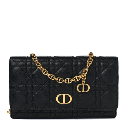Christian Dior Supple Calfskin Cannage Caro Belt Pouch with Chain Black 2 of 10