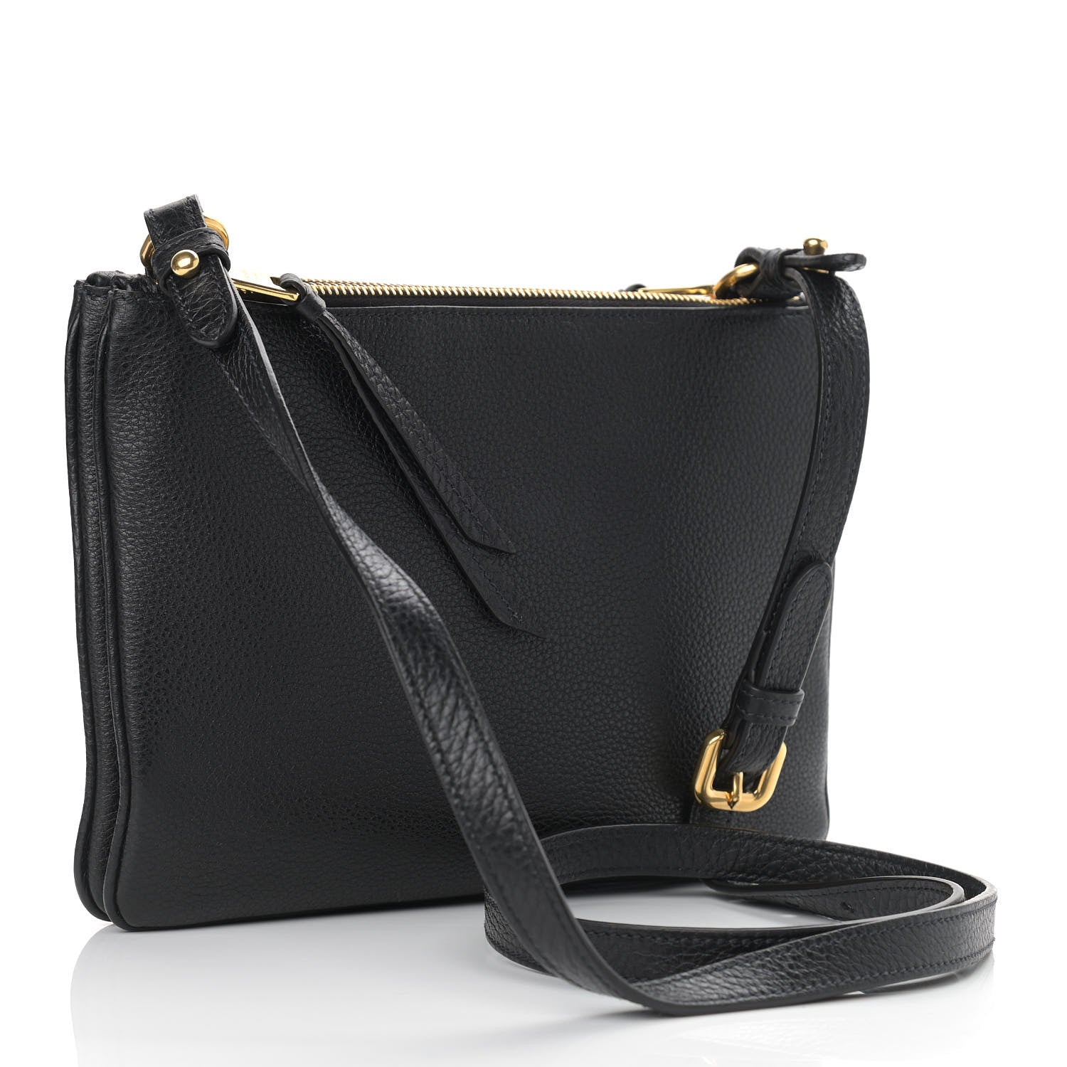 Prada Vitello Phenix Double Zip Crossbody Bag Black 3 of 11