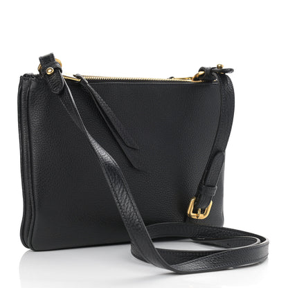 Prada Vitello Phenix Double Zip Crossbody Bag Black 3 of 11