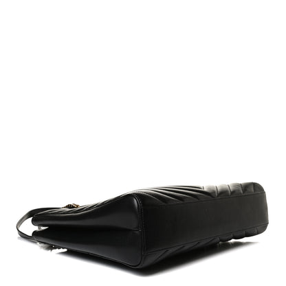 Saint Laurent Grain De Poudre Matelasse Chevron Medium Tribeca Shopping Bag Black 4 of 11