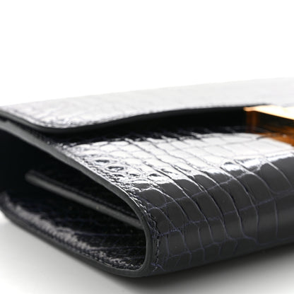 Hermes Shiny Alligator Constance Long Wallet Bleu Marine 8 of 11