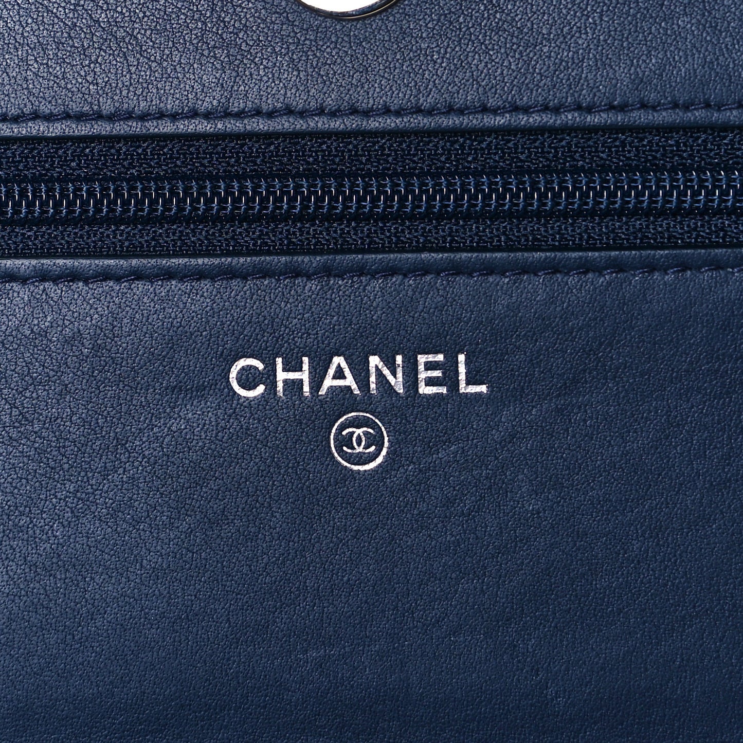 Calfskin Square Stitched Wallet On Chain WOC Blue