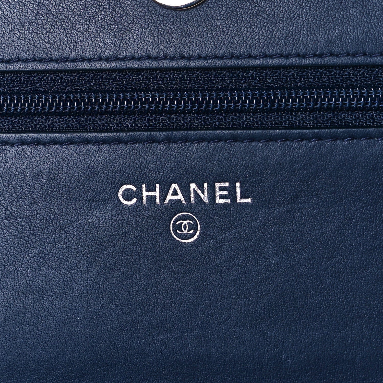 Chanel Calfskin Square Stitched Wallet On Chain WOC Blue 6 of 6