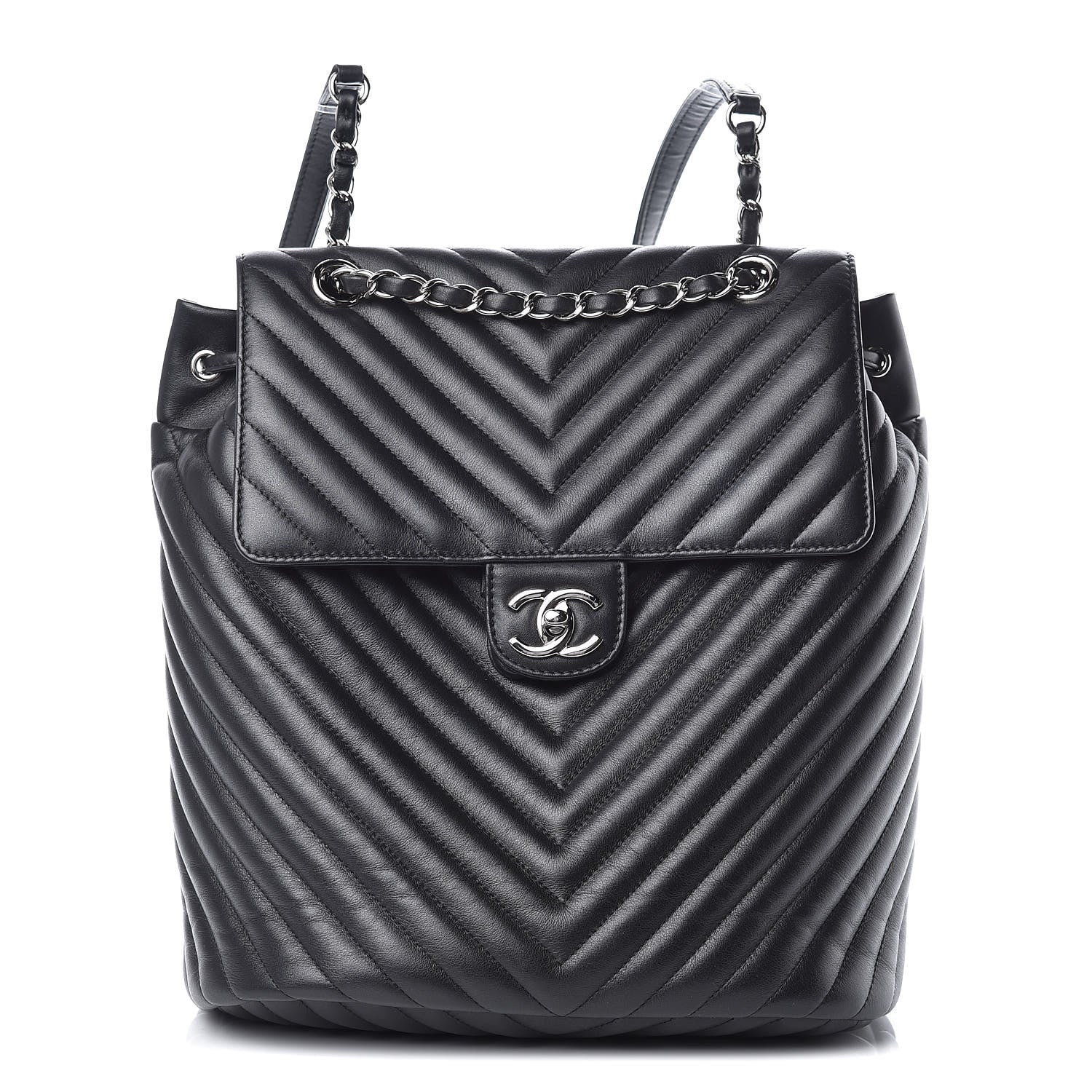 Chanel Calfskin Chevron Quilted Large Urban Spirit Backpack Black 1 of 10