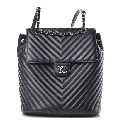 Chanel Calfskin Chevron Quilted Large Urban Spirit Backpack Black 1 of 10