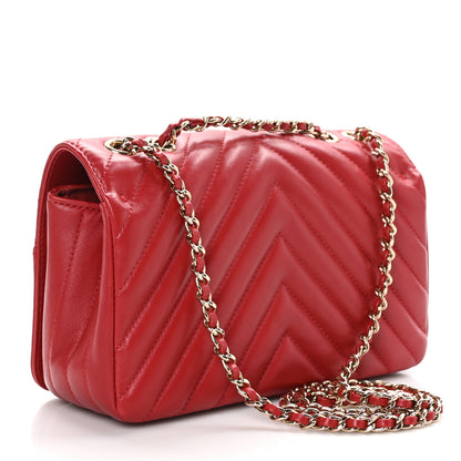 Chanel Calfskin Chevron Quilted Mini Statement Flap Red 3 of 10