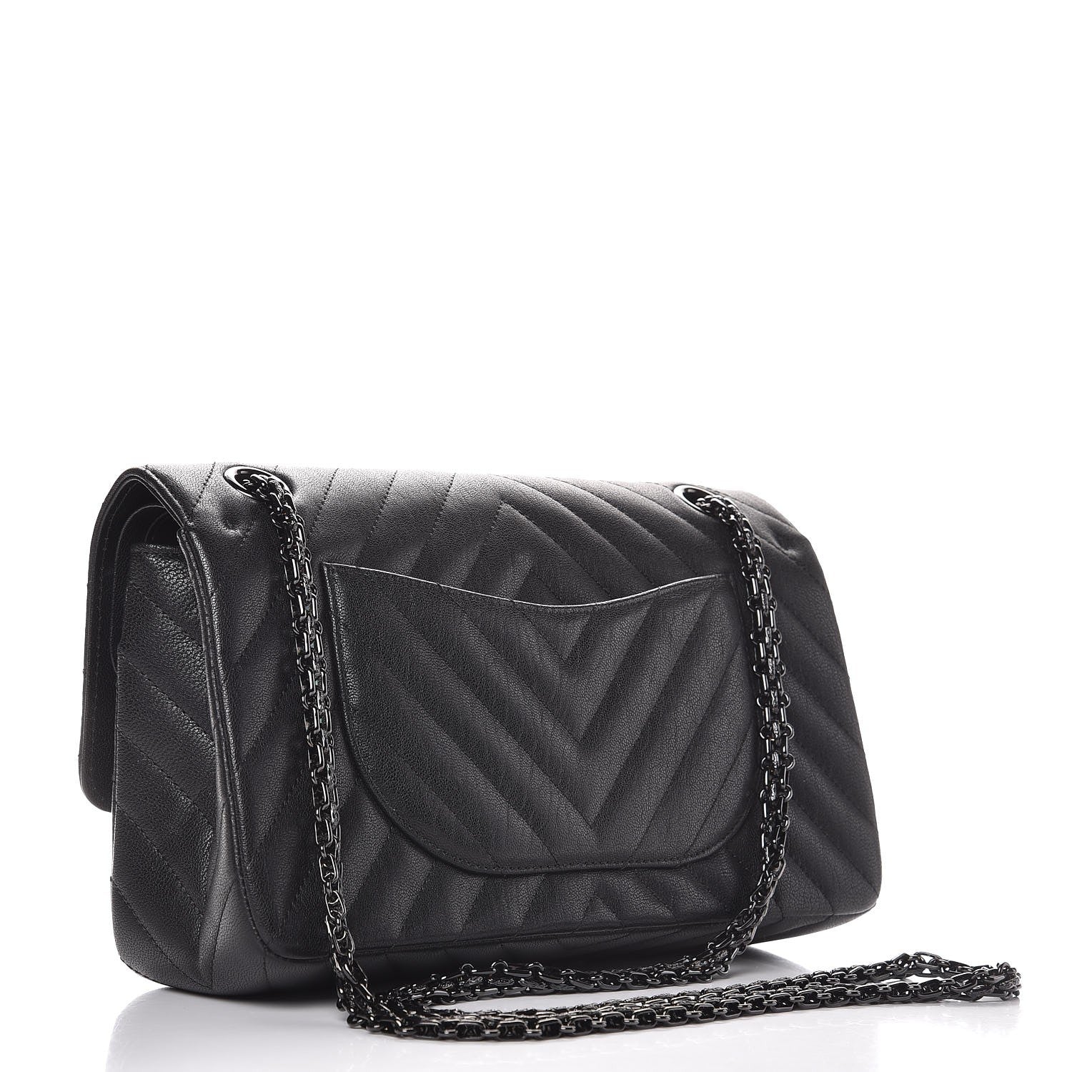 Chanel Sheepskin Chevron Quilted 2.55 Reissue 225 Double Flap So Black 4 of 9