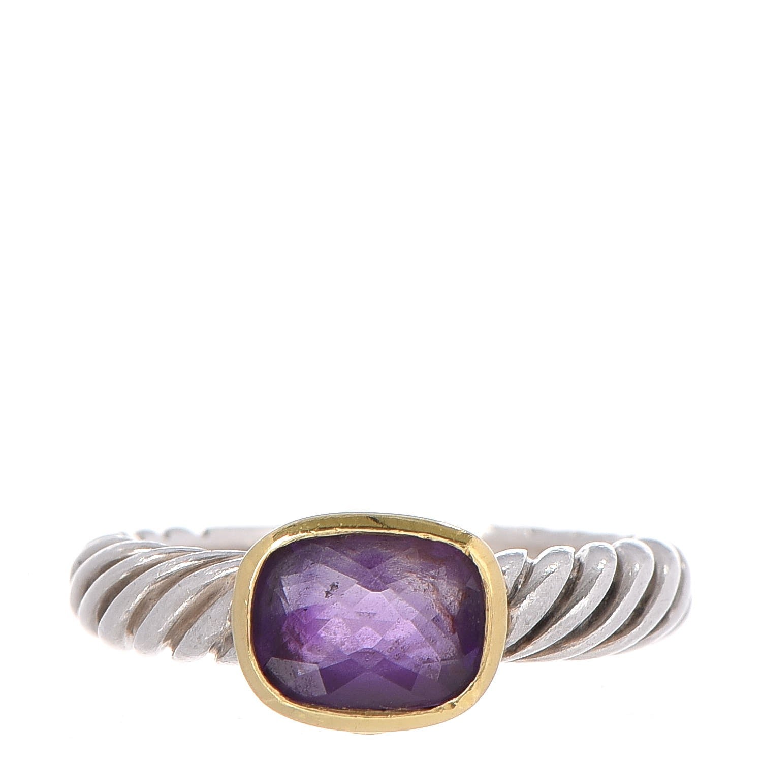 David Yurman Sterling Silver 18K Yellow Gold Amethyst Noblesse Ring 54.4 7 1 of 5