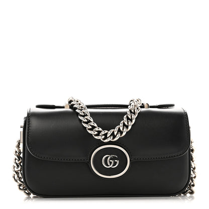 Gucci Senna Calfskin Petite GG Top Handle Shoulder Bag Black 1 of 13