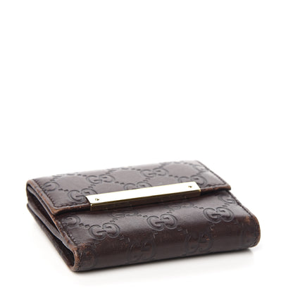 Gucci Guccissima Metal Bar French Flap Wallet Dark Chocolate 3 of 10